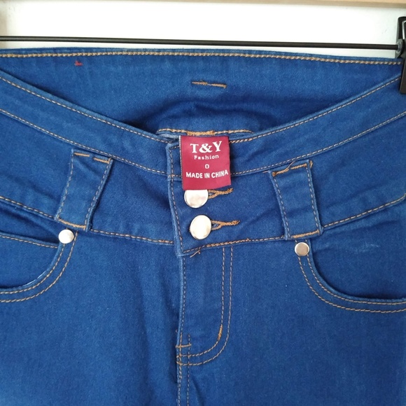💥 T&Y Fashion Button Fly Skinny Blue Jeans - Picture 4 of 8